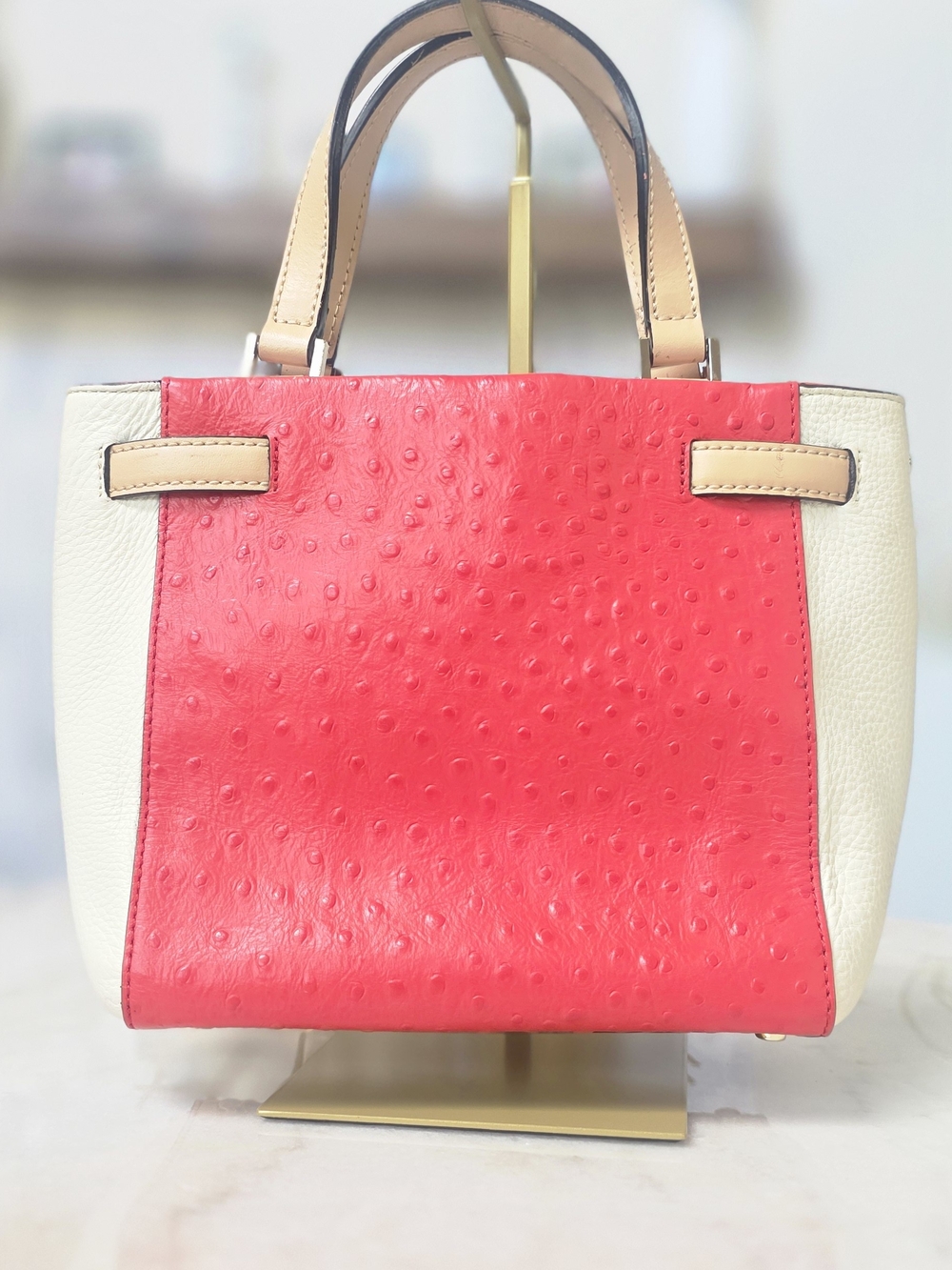 Kate Spade New York Houston Street Ostrich Embossed Satchel - Picture 3 of 12